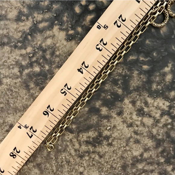 Edwardian Embellished Gold Tone Chain With Filigree Cutout Ring Opera Length 54" - Picture 6 of 14